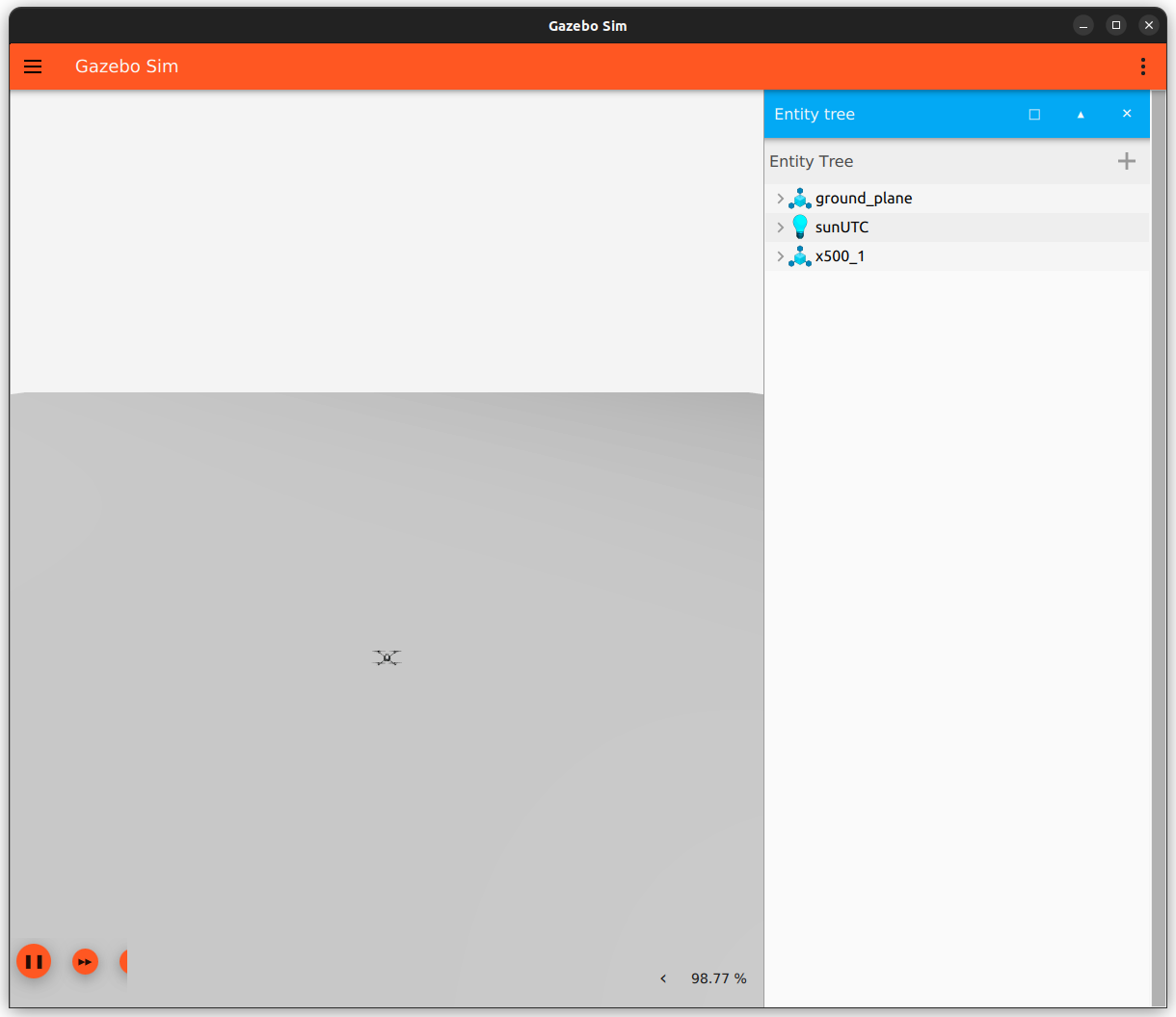 ros21.pngFigure: Gazebo simulation screen with a x500 drone